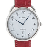 HERMES HERMES ALSAW AR4.810男士SS/Leather Watch Automatic Wrap White Dial A RANS使用Ginzo