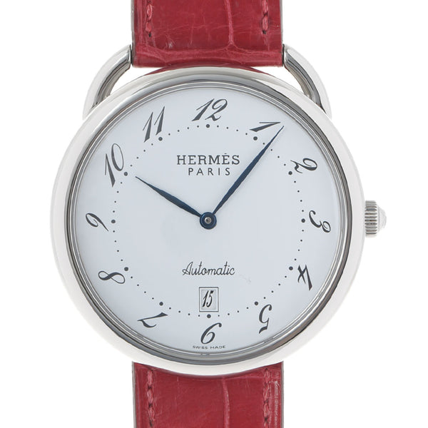 HERMES HERMES ALSAW AR4.810男士SS/Leather Watch Automatic Wrap White Dial A RANS使用Ginzo