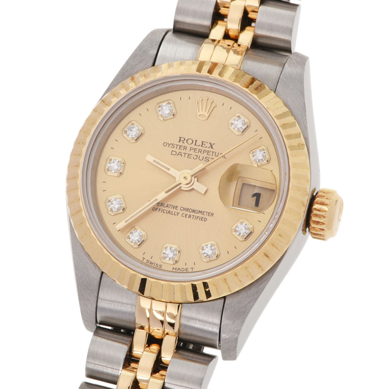 ROLEX ロレックス デイトジャスト 10Pダイヤ 69173G レディース YG/SS 腕時計 自動巻き シャンパン文字盤 Aランク 中古 銀蔵