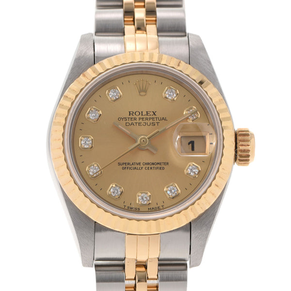 ROLEX Rolex Datejust 10P Diamond 69173G Ladies YG/SS Watch Automatic Champagne Dial A Rank used Ginzo