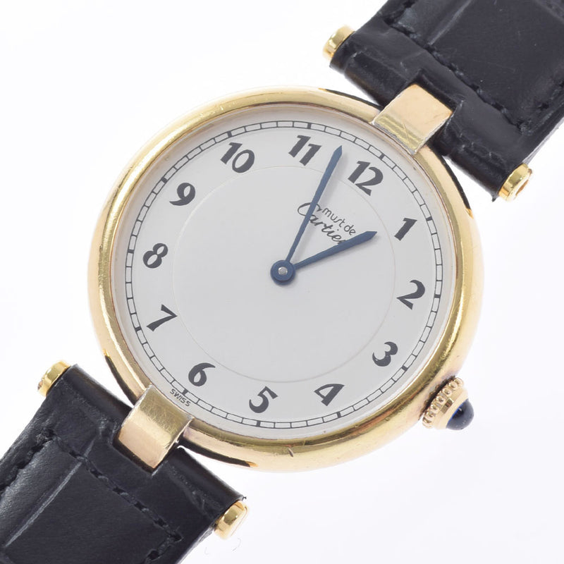日本特注CARTIER カルティエ VLC must de Cartier Vendome マスト ヴァンドーム ヴェルメイユ SV925xGP QZ メンズ 腕時計「19019」 その他