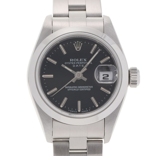 ROLEX Rolex Oyster Purpetual Date 69160 Ladies SS Watch Automatic Black Dial A Rank Used Ginzo
