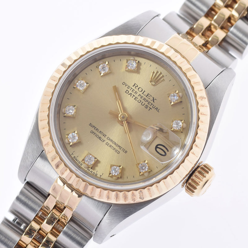 ROLEX ロレックス デイトジャスト 10Pダイヤ 69173G レディース YG/SS 腕時計 自動巻き シャンパン文字盤 Aランク 中古 銀蔵