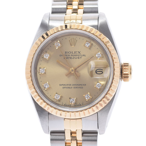 ROLEX ロレックス デイトジャスト 10Pダイヤ 69173G レディース YG/SS 腕時計 自動巻き シャンパン文字盤 Aランク 中古 銀蔵