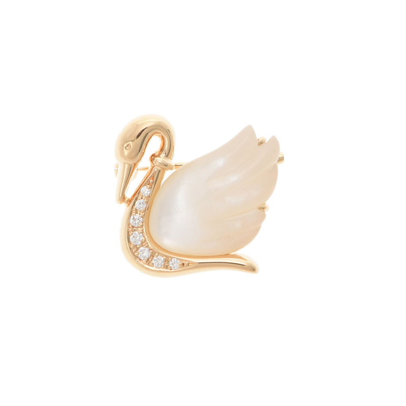 [Summer Selection] Ginzo used TASAKI [Tasaki] Swan motif brooch/K18YG/shell/diamond unisex