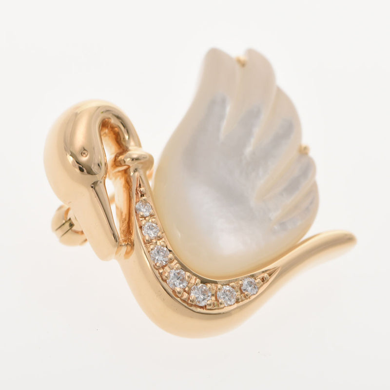 [Summer Selection] Ginzo used TASAKI [Tasaki] Swan motif brooch/K18YG/shell/diamond unisex