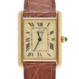 Cartier Cartier Mast Tank LM W1017454女士GP/Leather Watch Quartz Cream Dial AB Rank Rank二手Ginzo