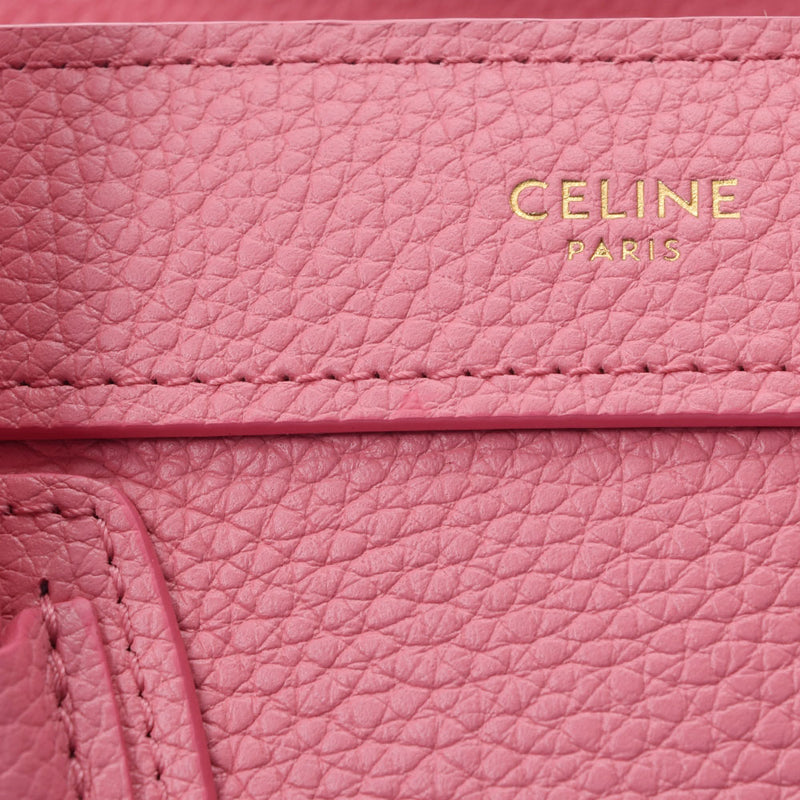 席琳·席琳（Celine Celine）行李纳米购物者2way粉红色金色支架女士鼓鸭手提包新二手ginzo