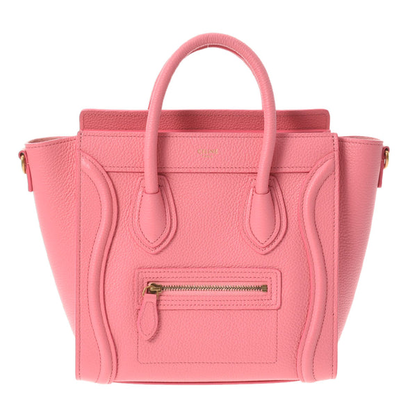 CELINE Celine Luggage Nano Shopper 2WAY Pink Gold Bracket Ladies Drum Duck Handbag New Used Ginzo