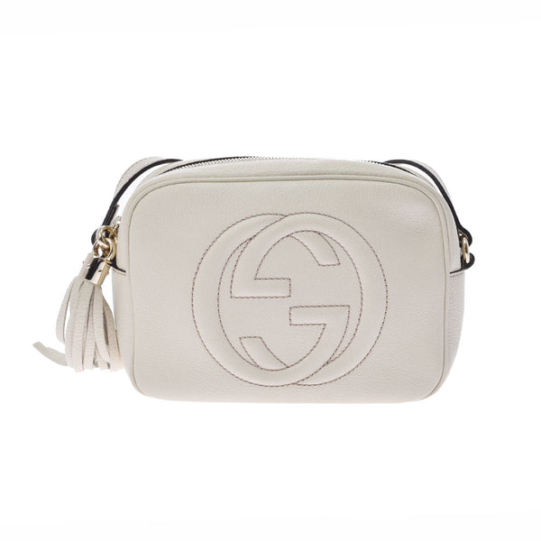 GUCCI Gucci Horse Mall Disco White Gold Bracket 308364 Ladies Leather Shoulder Bag A Rank used Ginzo