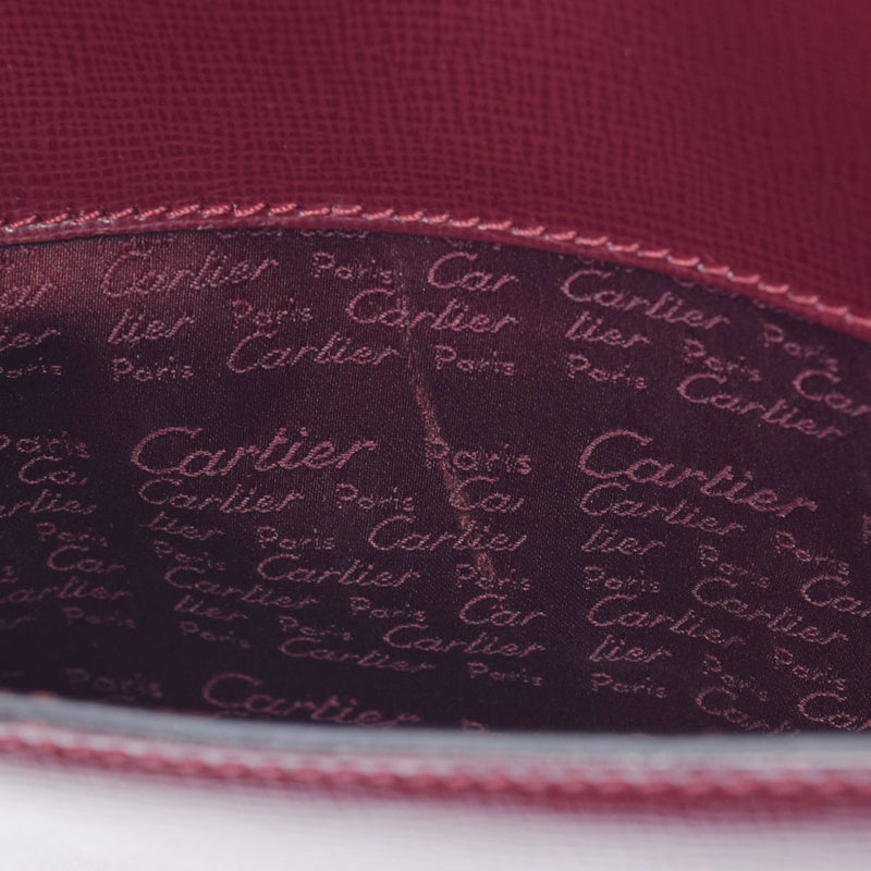 Cartier Cartier Mastline Bordeaux Gold Bracket Ladies Calf Shoulder Bag AB Rank used Ginzo