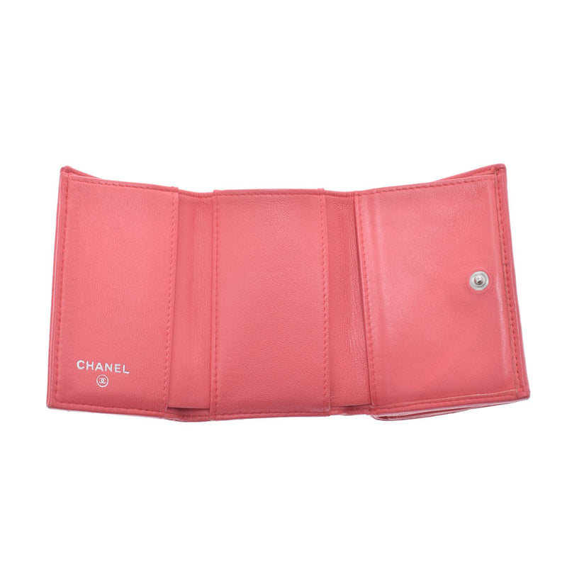 ファッション小物【美品】CHANEL 三つ折り財布　ミニウォレット　ピンク
