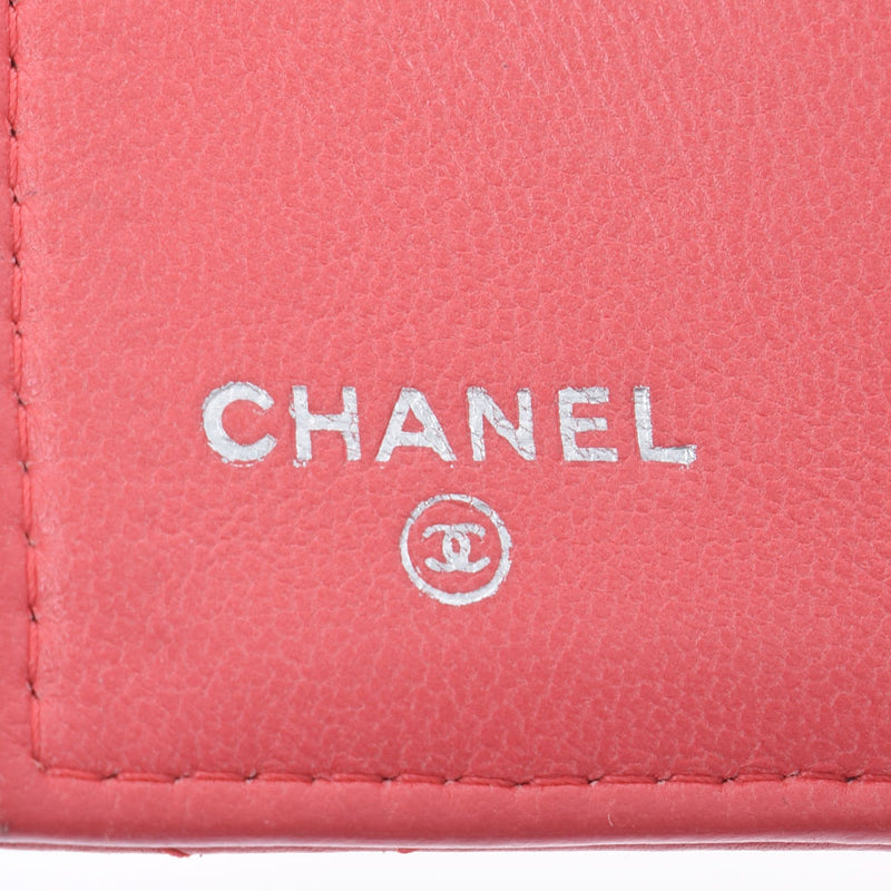 CHANEL シャネル マトラッセ コンパクトウォレット ピンク シルバー金具 レディース ラムスキン 三つ折り財布 Bランク 中古 銀蔵