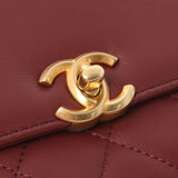 香奈儿香奈儿Matrasse连锁肩noupher葡萄酒红金色金色金色括号女士拉姆皮肤肩袋rank二手ginzo