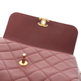 香奈儿香奈儿Matrasse连锁肩noupher葡萄酒红金色金色金色括号女士拉姆皮肤肩袋rank二手ginzo