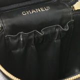 香奈儿香奈儿洗手盆袋黑色金色支架女士鱼子酱皮肤手提包AB级使用Ginzo