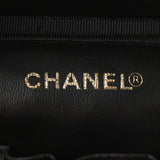 香奈儿香奈儿洗手盆袋黑色金色支架女士鱼子酱皮肤手提包AB级使用Ginzo