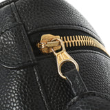 香奈儿香奈儿洗手盆袋黑色金色支架女士鱼子酱皮肤手提包AB级使用Ginzo