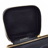 香奈儿香奈儿（Chanel Chanel）垂直洗手盆袋黑色金色支架女士卡维亚斯金（Caviaskin）手提包用ginzo等级