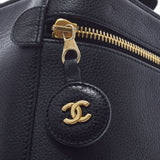 香奈儿香奈儿（Chanel Chanel）垂直洗手盆袋黑色金色支架女士卡维亚斯金（Caviaskin）手提包用ginzo等级