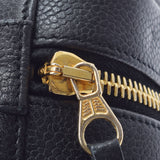 香奈儿香奈儿（Chanel Chanel）垂直洗手盆袋黑色金色支架女士卡维亚斯金（Caviaskin）手提包用ginzo等级