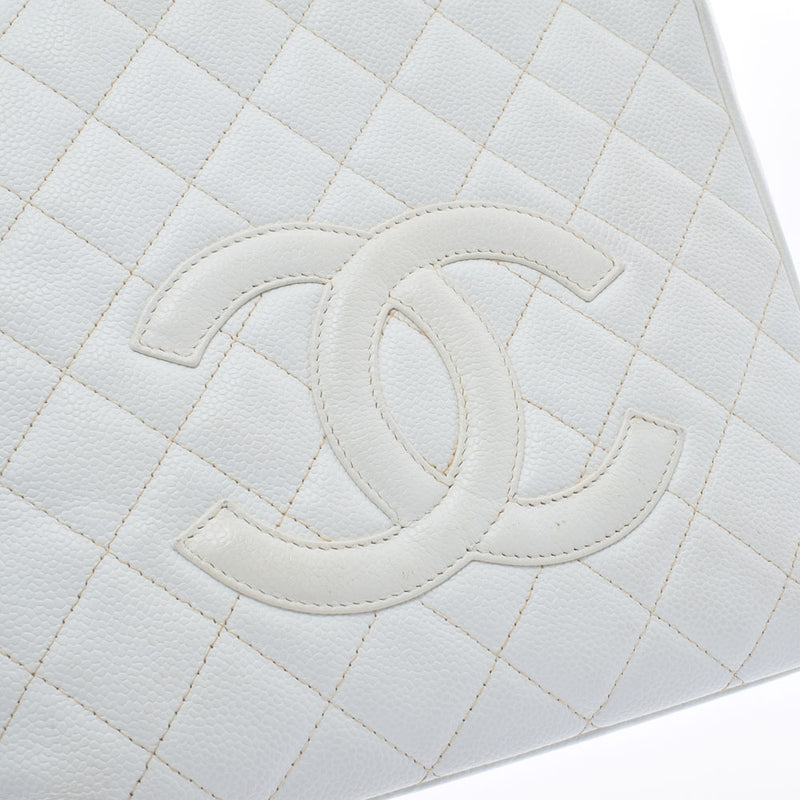 CHANEL Chanel Matrasse PST Shopping Tote White Gold Bracket Ladies Caviar Skin Tote Bag B Rank used Ginzo