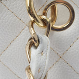 CHANEL Chanel Matrasse PST Shopping Tote White Gold Bracket Ladies Caviar Skin Tote Bag B Rank used Ginzo