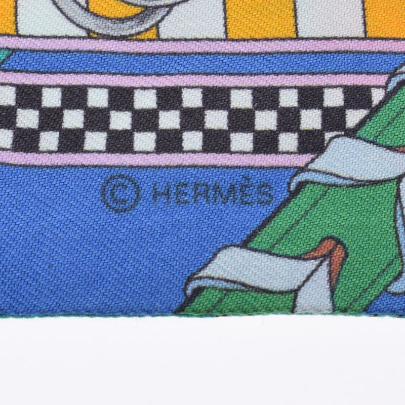 HERMES Hermes twilly old tag rodeo horseshoe horseshoe blue purple ladies silk 100 % scarf AB rank used Ginzo