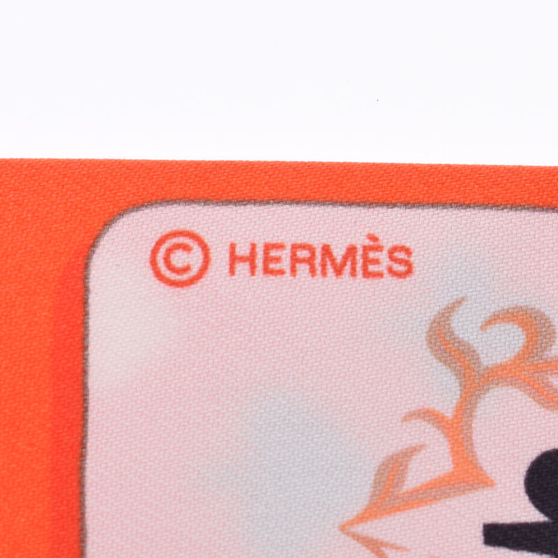 HERMES Hermes twill new tag trump pattern red ladies silk 100 % scarf A rank used Ginzo