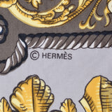 HERMES エルメス カレ90 LVDOVICVS MAGNVS / 白い馬に跨ったルイ14世 グレー系 レディース シルク100％ スカーフ ABランク 中古 銀蔵