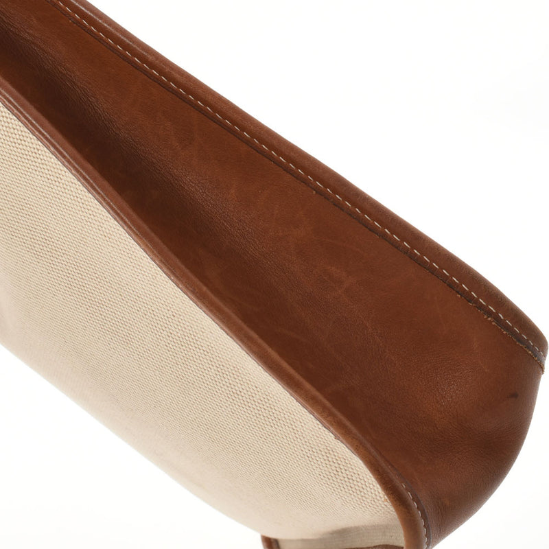 HERMES エルメス ヴェスパPM アイボリー系/茶  ゴールド金具 □A刻印(1997年頃) ユニセックス トワルアッシュ ショルダーバッグ Bランク 中古 銀蔵