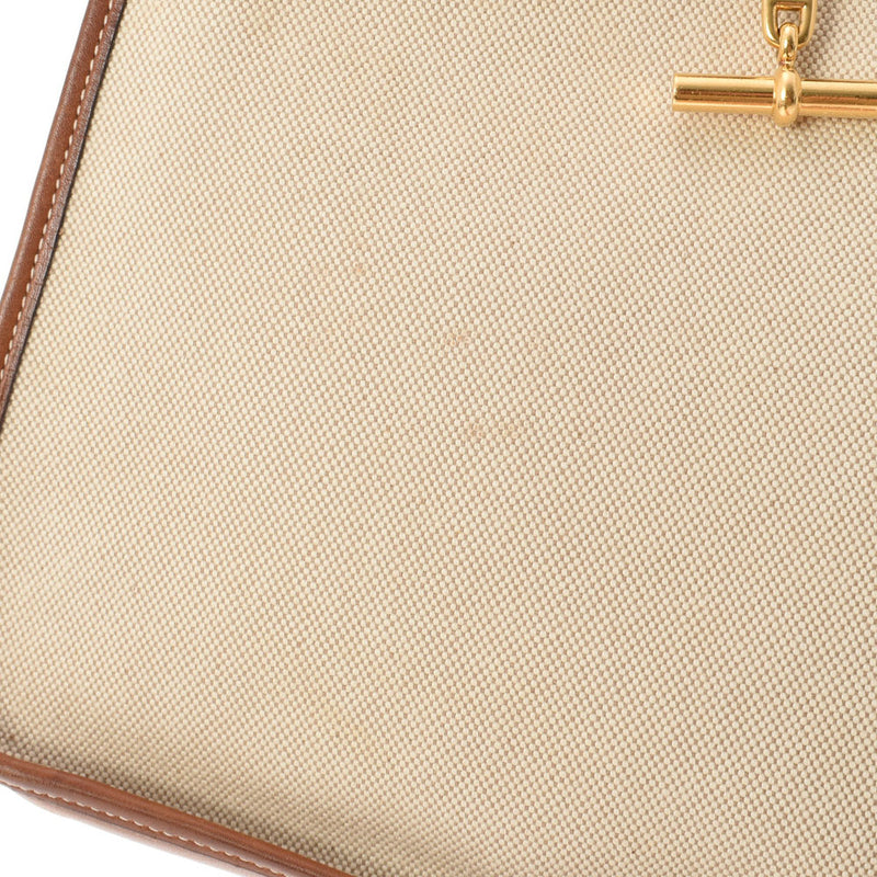 HERMES エルメス ヴェスパPM アイボリー系/茶  ゴールド金具 □A刻印(1997年頃) ユニセックス トワルアッシュ ショルダーバッグ Bランク 中古 銀蔵