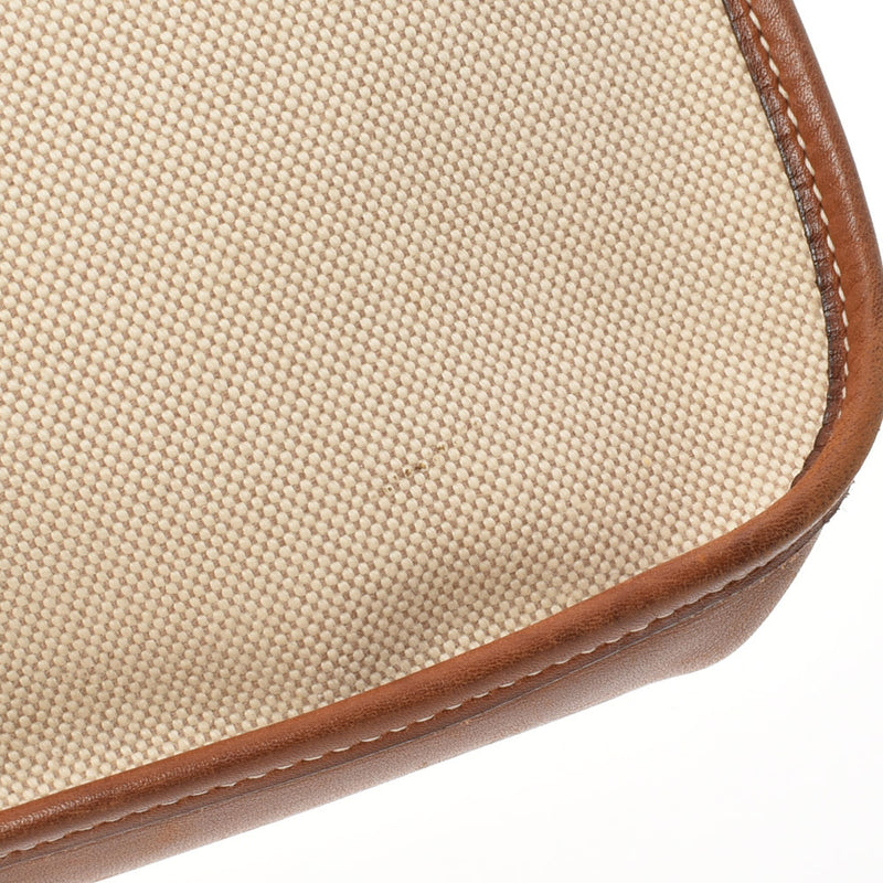 HERMES エルメス ヴェスパPM アイボリー系/茶  ゴールド金具 □A刻印(1997年頃) ユニセックス トワルアッシュ ショルダーバッグ Bランク 中古 銀蔵