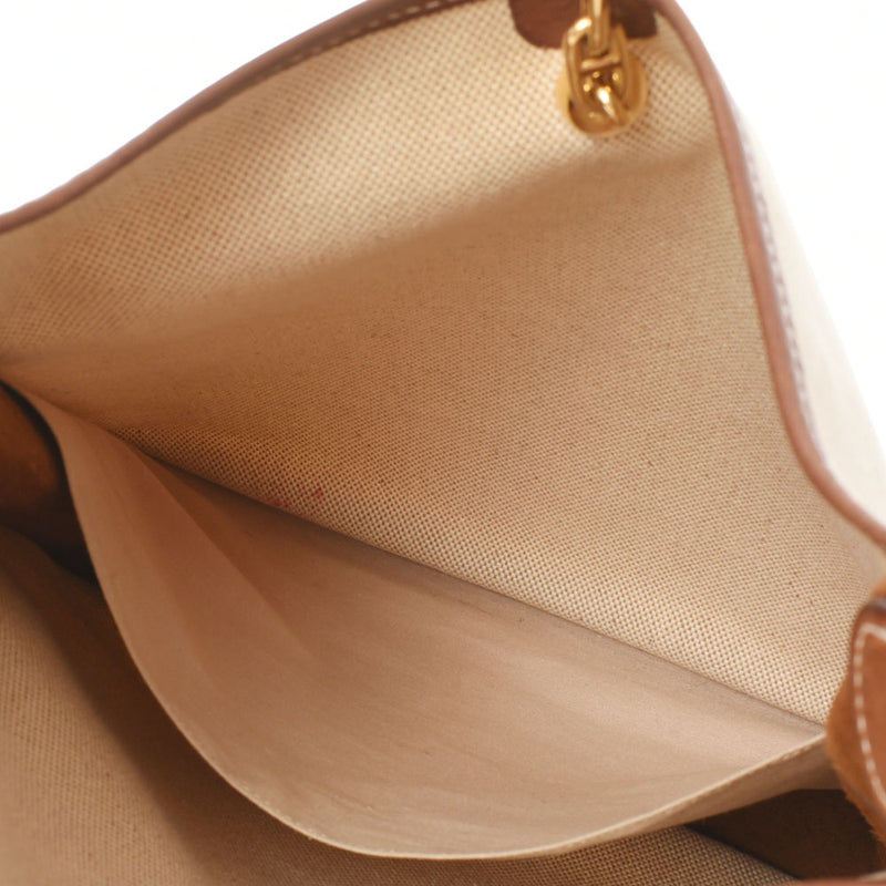 HERMES エルメス ヴェスパPM アイボリー系/茶  ゴールド金具 □A刻印(1997年頃) ユニセックス トワルアッシュ ショルダーバッグ Bランク 中古 銀蔵