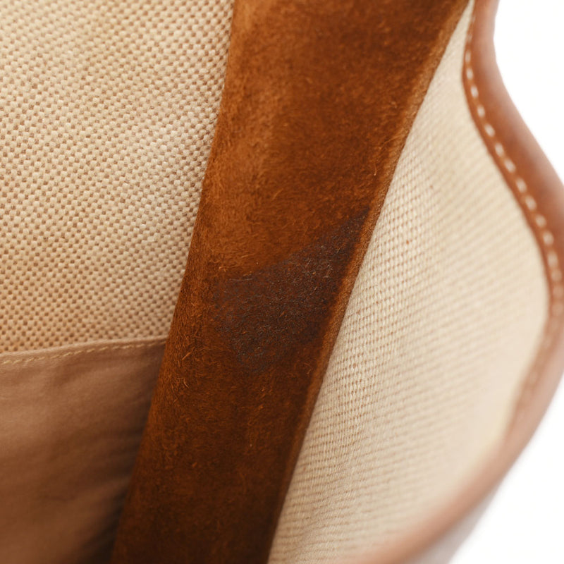 HERMES エルメス ヴェスパPM アイボリー系/茶  ゴールド金具 □A刻印(1997年頃) ユニセックス トワルアッシュ ショルダーバッグ Bランク 中古 銀蔵