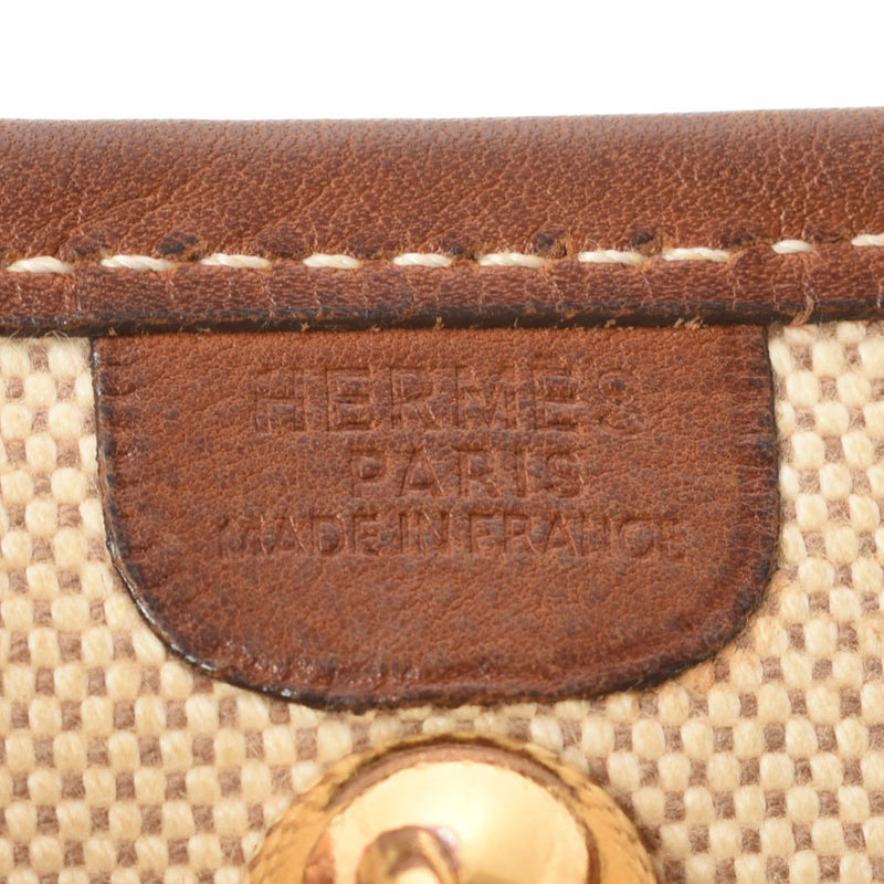 HERMES エルメス ヴェスパPM アイボリー系/茶  ゴールド金具 □A刻印(1997年頃) ユニセックス トワルアッシュ ショルダーバッグ Bランク 中古 銀蔵