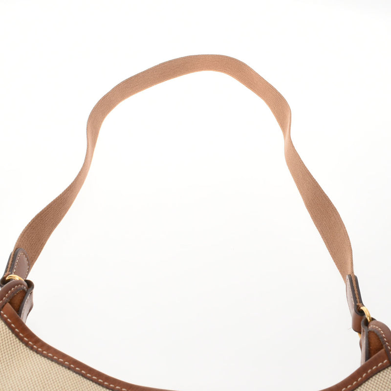 HERMES エルメス ヴェスパPM アイボリー系/茶  ゴールド金具 □A刻印(1997年頃) ユニセックス トワルアッシュ ショルダーバッグ Bランク 中古 銀蔵