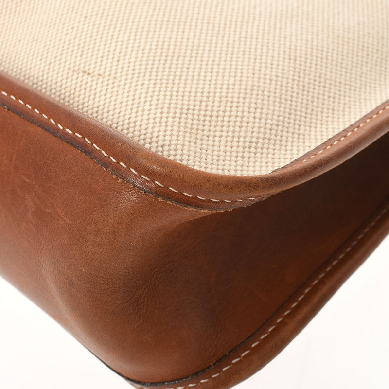 HERMES エルメス ヴェスパPM アイボリー系/茶  ゴールド金具 □A刻印(1997年頃) ユニセックス トワルアッシュ ショルダーバッグ Bランク 中古 銀蔵