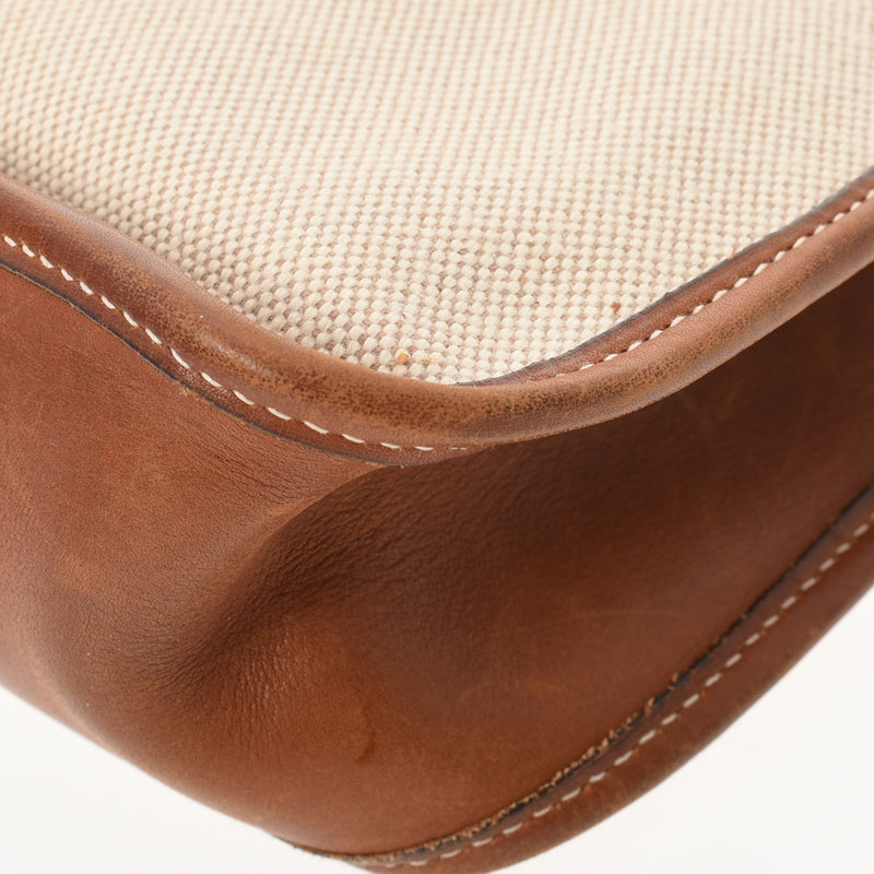 HERMES エルメス ヴェスパPM アイボリー系/茶  ゴールド金具 □A刻印(1997年頃) ユニセックス トワルアッシュ ショルダーバッグ Bランク 中古 銀蔵