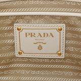 Prada Prada 2way手提包米色/白金支架女士Jacquard/Leather 2way Bag Ab rank unding ginzo