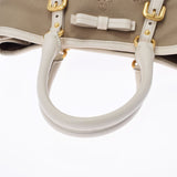 PRADA Prada 2WAY Handbag Beige/White Gold Bracket Ladies Jacquard/Leather 2WAY Bag AB Rank Used Ginzo