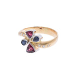 Other Kenji Nisa Tourmaline 0.10ct sapphire 0.41ct Gold/Silver 18.5 Unisex K18YG/PT900 Ring/Ring A Rank used Ginzo