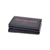Balenciaga Balenciaga Ebriday迷你钱包黑色/红色女士小牛Trid Fold钱包新二手Ginzo