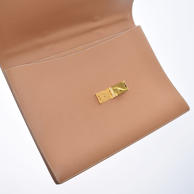HERMES Hermes Sack Adepesh 38 Brief Case Natural Gold Bracket ○ Y engraved (around 1995) Men's Kushbell Business Bag B Rank used Ginzo