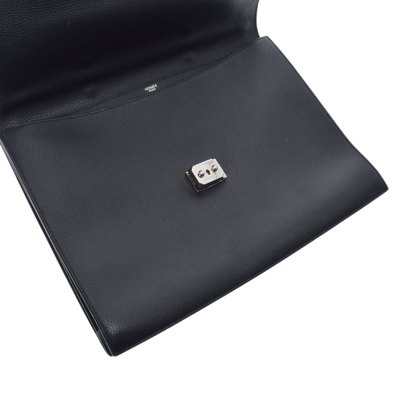 HERMES Hermes Sack Adepesh 38 Brief Case Black Silver Bracket □ J engraved (around 2006) Men's Vash Reege Business Bag B Rank used Ginzo