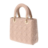 Christian Dior Christian Dior Lady Dior Kanage 2WAY Pink Beige Ladies Ram Skin Handbag A Rank Used Ginzo