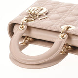 Christian Dior Christian Dior Lady Dior Kanage 2WAY Pink Beige Ladies Ram Skin Handbag A Rank Used Ginzo