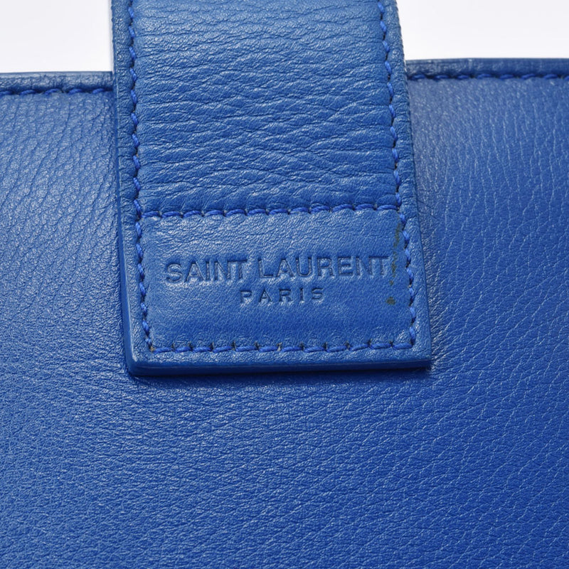 SAINT LAURENT Saint Laurent Bass 2WAY Bag Blue Gold Bracket 357395 Ladies Calf Handbag A Rank used Ginzo