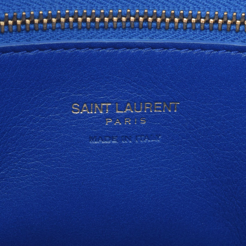 SAINT LAURENT Saint Laurent Bass 2WAY Bag Blue Gold Bracket 357395 Ladies Calf Handbag A Rank used Ginzo