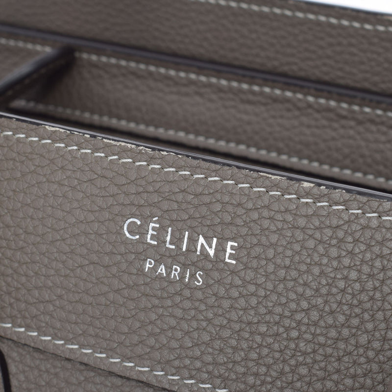 CELINE セリーヌ ラゲージ マイクロショッパー  グレー レディース カーフ ハンドバッグ ABランク 中古 銀蔵